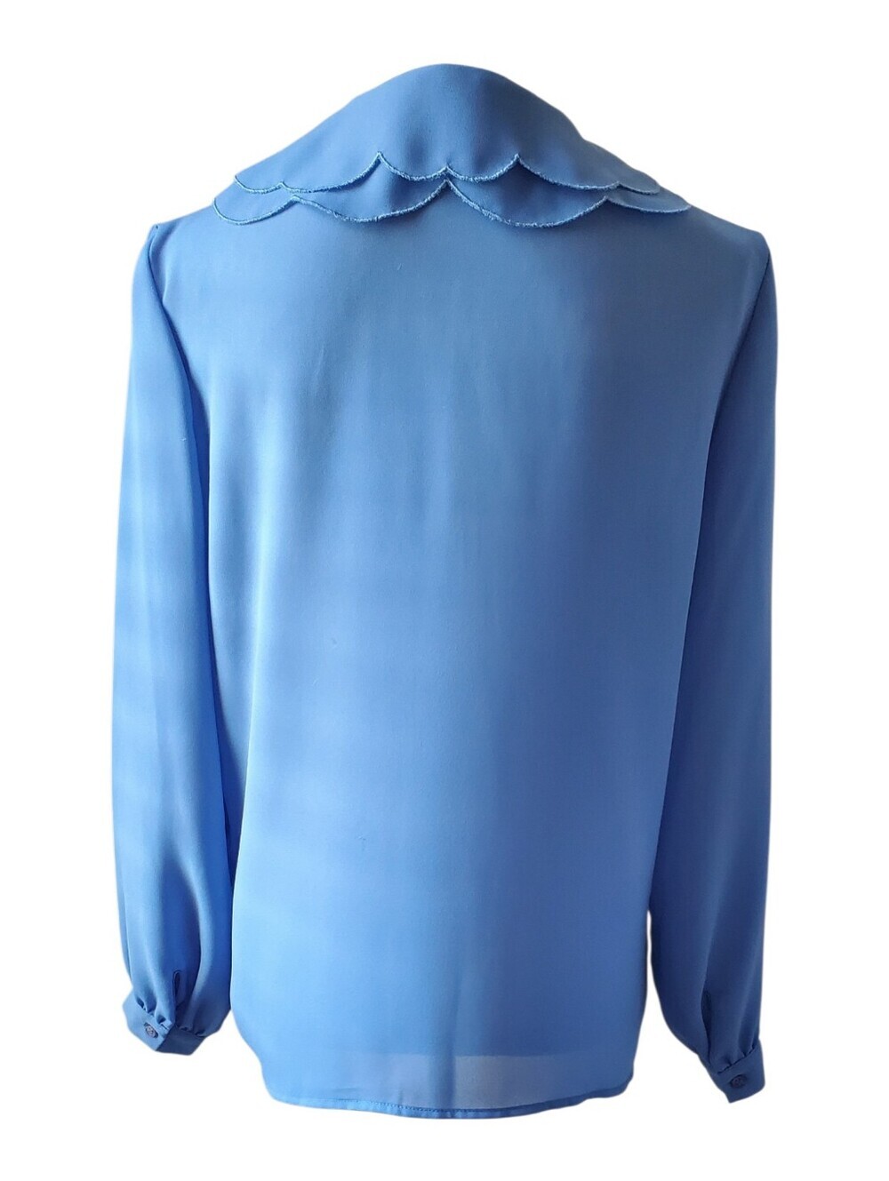 Rhodes Collection Blue Vintage Blouse Embroidered Scalloped Collar Button Front - Picture 6 of 9